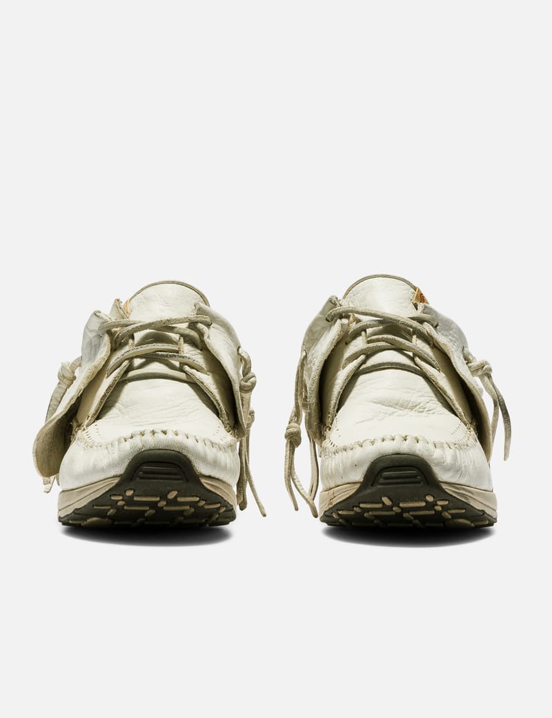 Visvim FBT - Vintage white moccasin sneakers with worn patina | HBX
