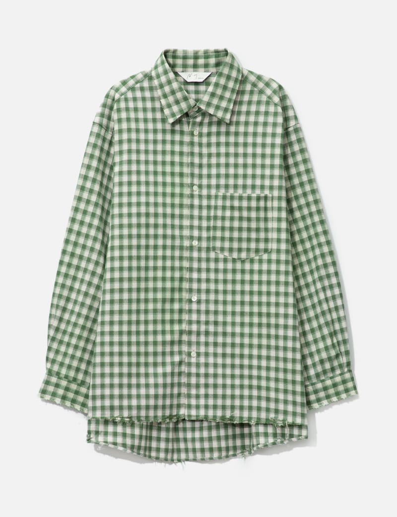 ANCELLM - R/C Check Crash Long Sleeve Shirt | HBX - Globally
