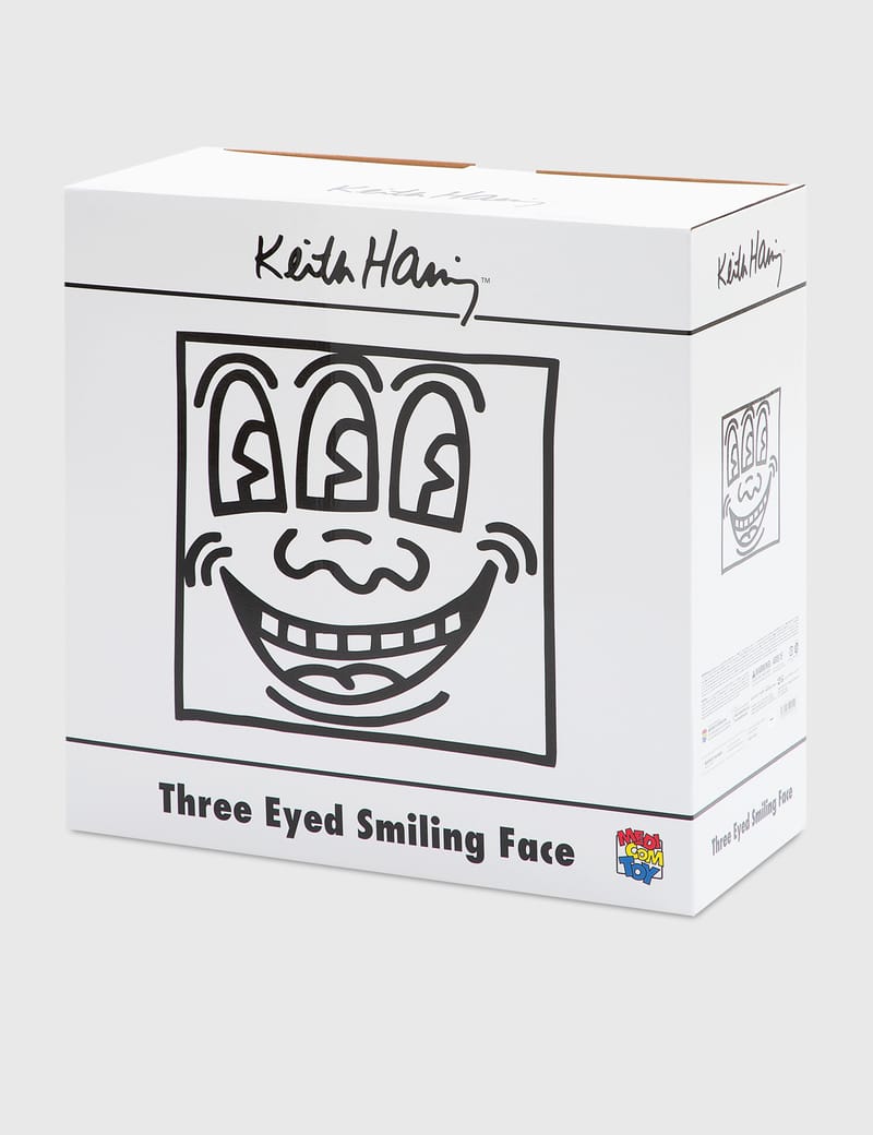 Medicom Toy - Keith Haring Three Eyed Smiling Face Statue White