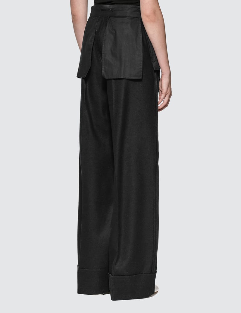 パンツ Mm6 By Maison Margiela Flared Black Wool Blend Pants With MM6 Maison Margiela - Inside-Out Wool Blend Pants | HBX