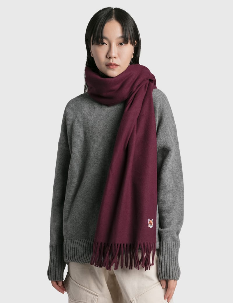 Maison Kitsuné - Fox Head Patch Wool Scarf | HBX
