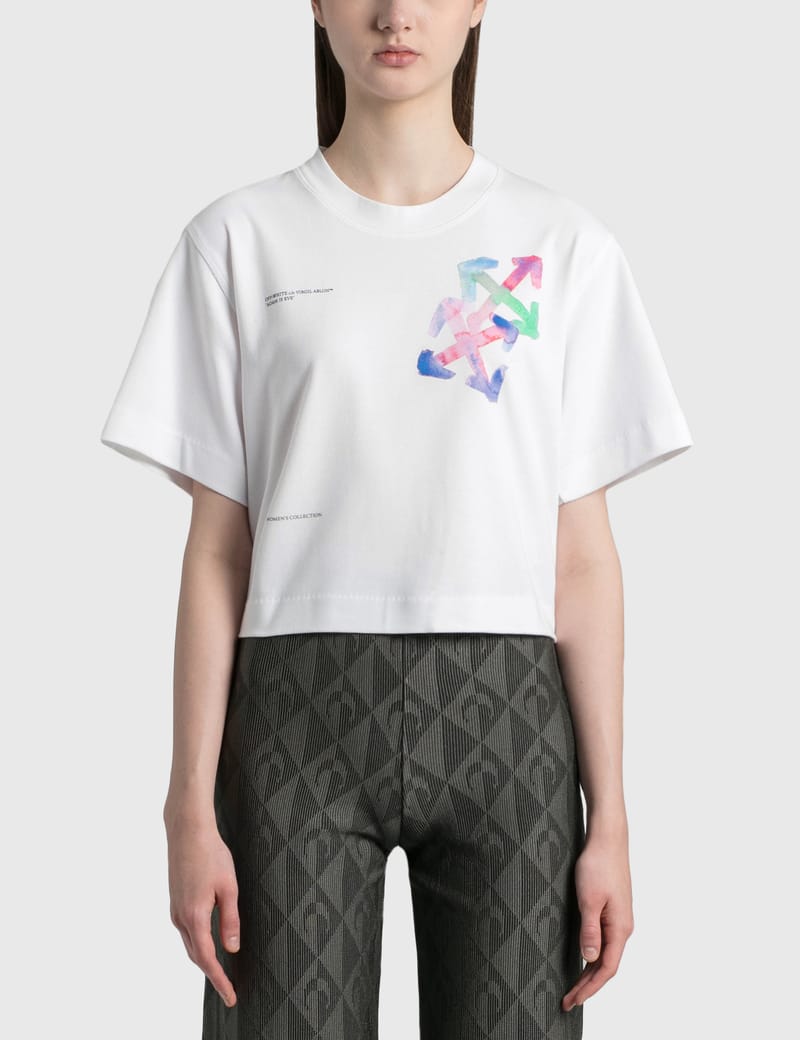 【Off-white】watercolor arrow t-shirt Off-White™ - Watercolor Arrows Cropped T-Shirt | HBX