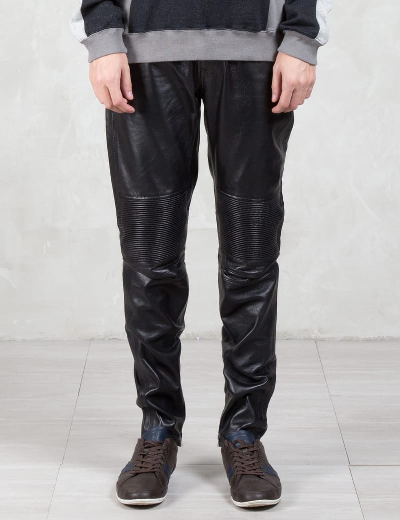 VALLIS BY FACTOTUM - Knee Patch Slim Leather Pants | HBX