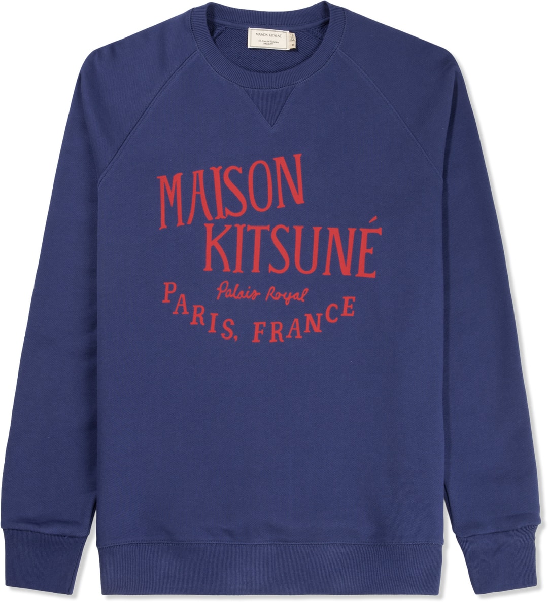 Maison Kitsuné - Navy Palais Royal Print R-neck Sweater | HBX ...