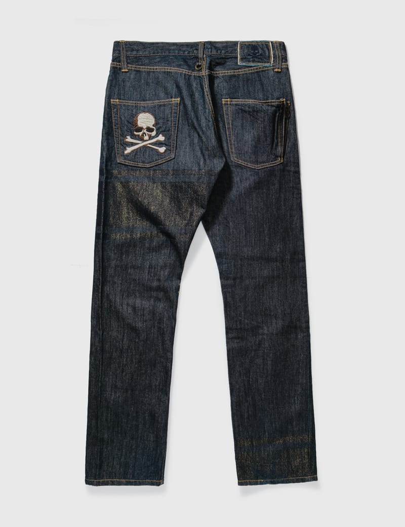 Mastermind Japan - Mastermind Japan Gold Glitter Unwashed Jeans