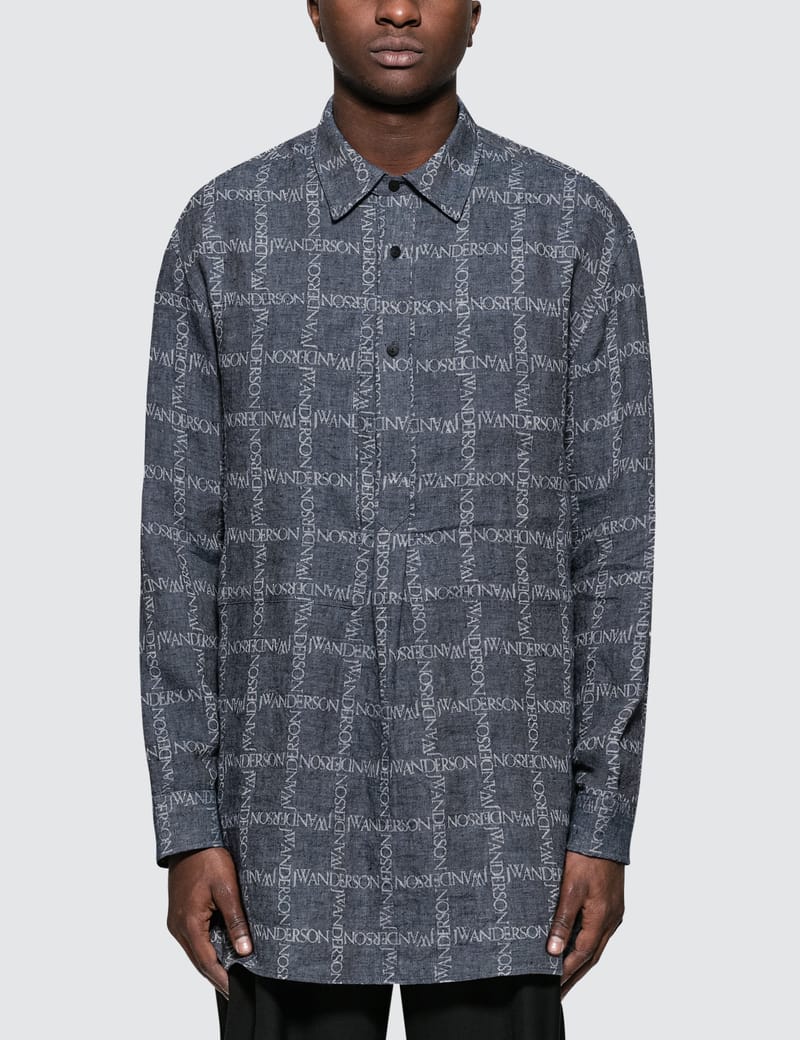 JW Anderson - Logo Grid Tunic Linen Shirt | HBX - Globally Curated