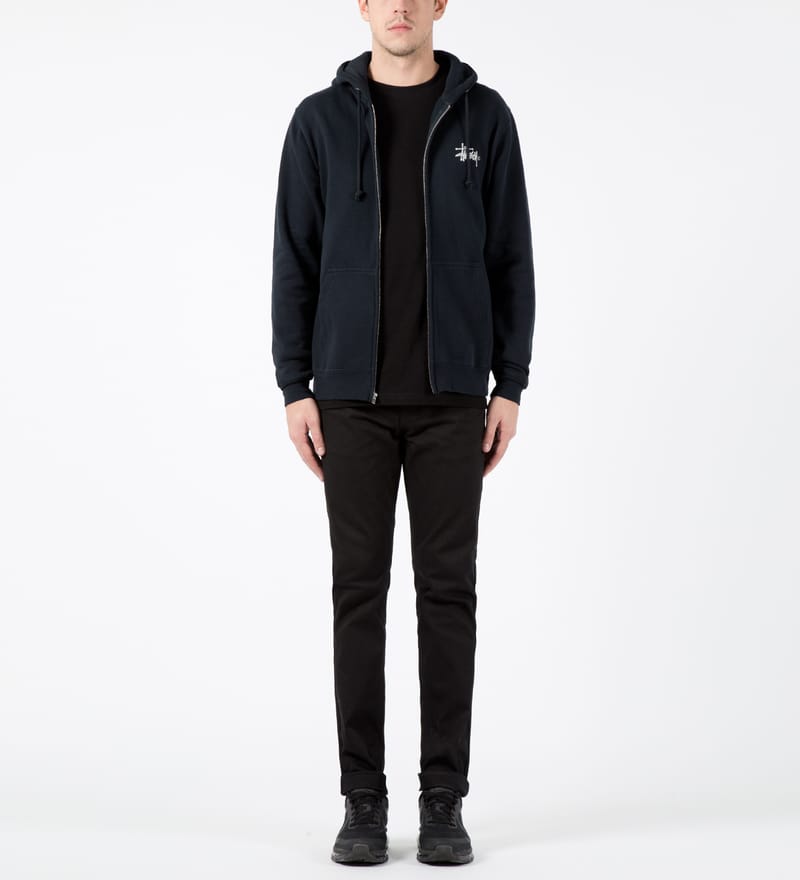 Stüssy - Navy Basic Logo Zip Hoodie | HBX - Globally Curated