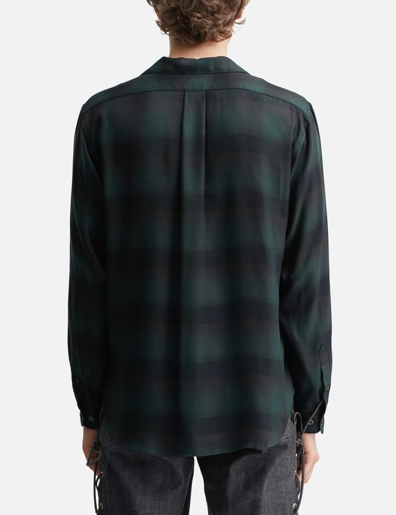 SUGARHILL Plaid Open Collar Shirts - Lightweight rayon camp shirt