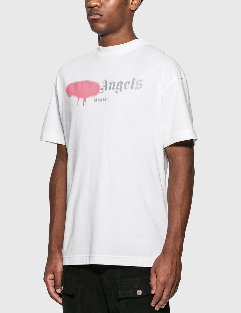 【関税込み】PALM ANGELS SATIN SHIRT Palm Angels - Miami Sprayed Logo T-Shirt | HBX - Globally