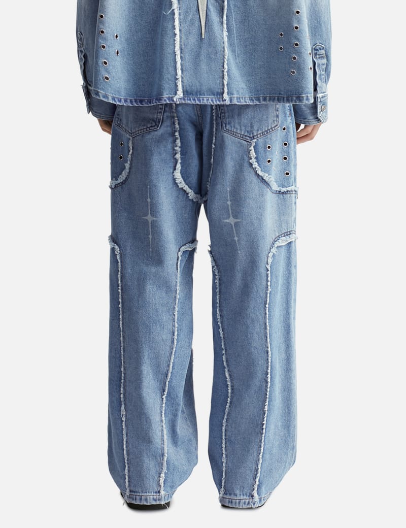 LIBERE - DESTROYED CROSS DENIM PANTS | HBX - Globally