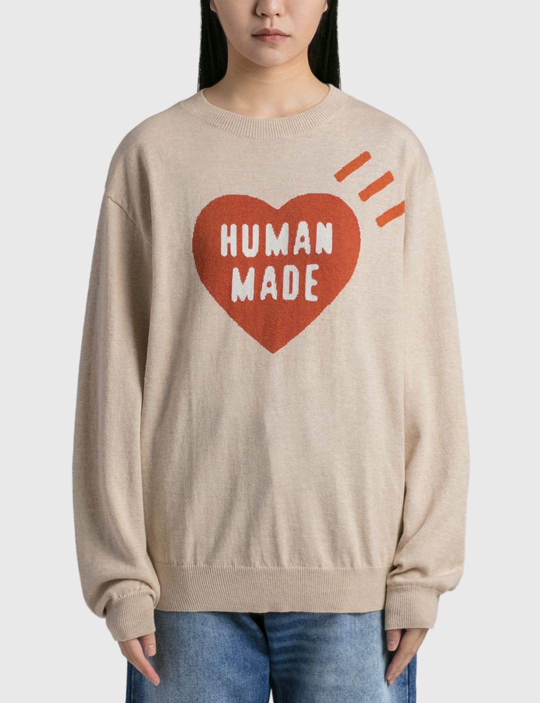 Human Made Heart Knit Sweater In Beige | ModeSens