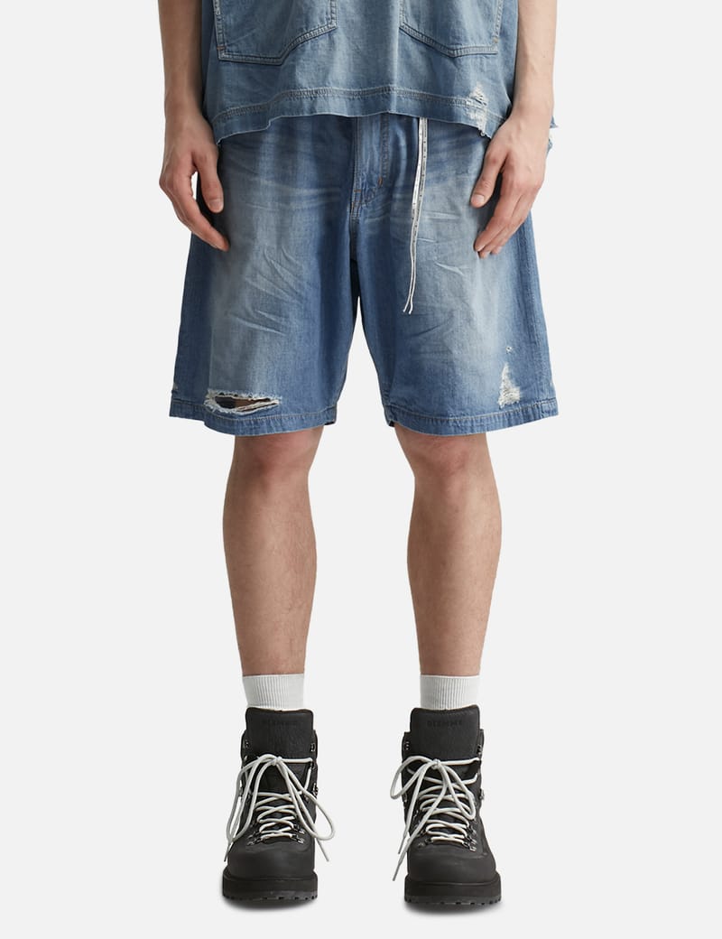 ★M&J♡8686★ Mastermind Japan - DISTRESSED EASY DENIM SHORTS | HBX
