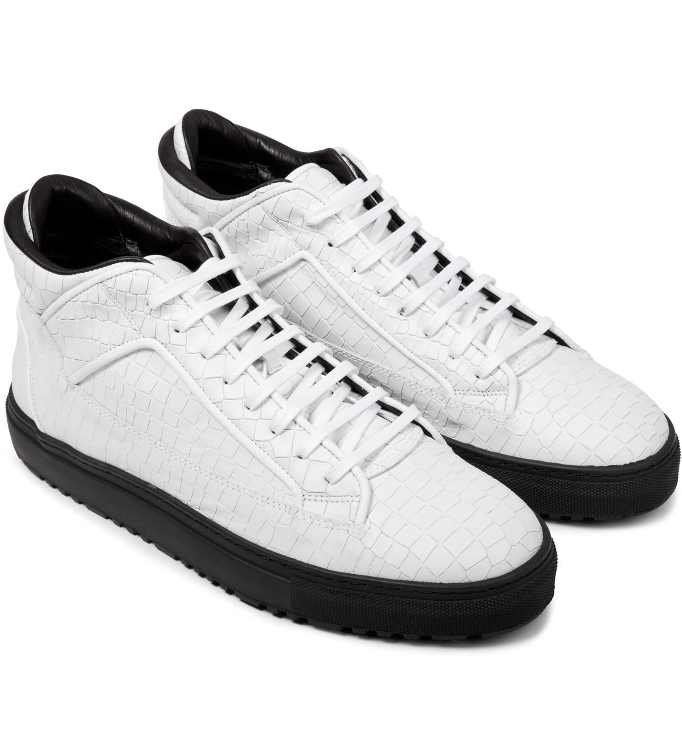 Etq - White Croc Embossed Mid Top 2 Shoes | HBX