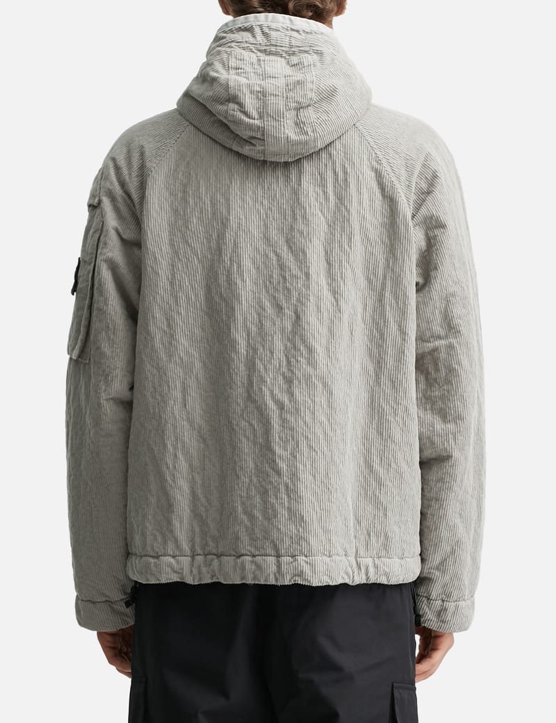 Stone Island Wrinkled Corduroy 500-TC Hooded Jacket - Pearl Gray