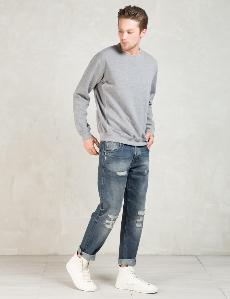 N.Hoolywood - Grey L/S Crewneck Sweatshirt | HBX - Globally