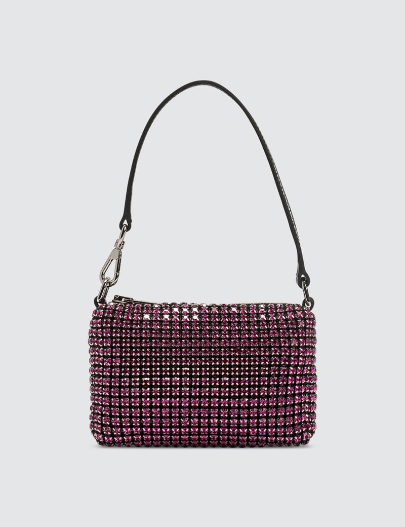 Alexander wang chain deals mesh rhinestone pouch