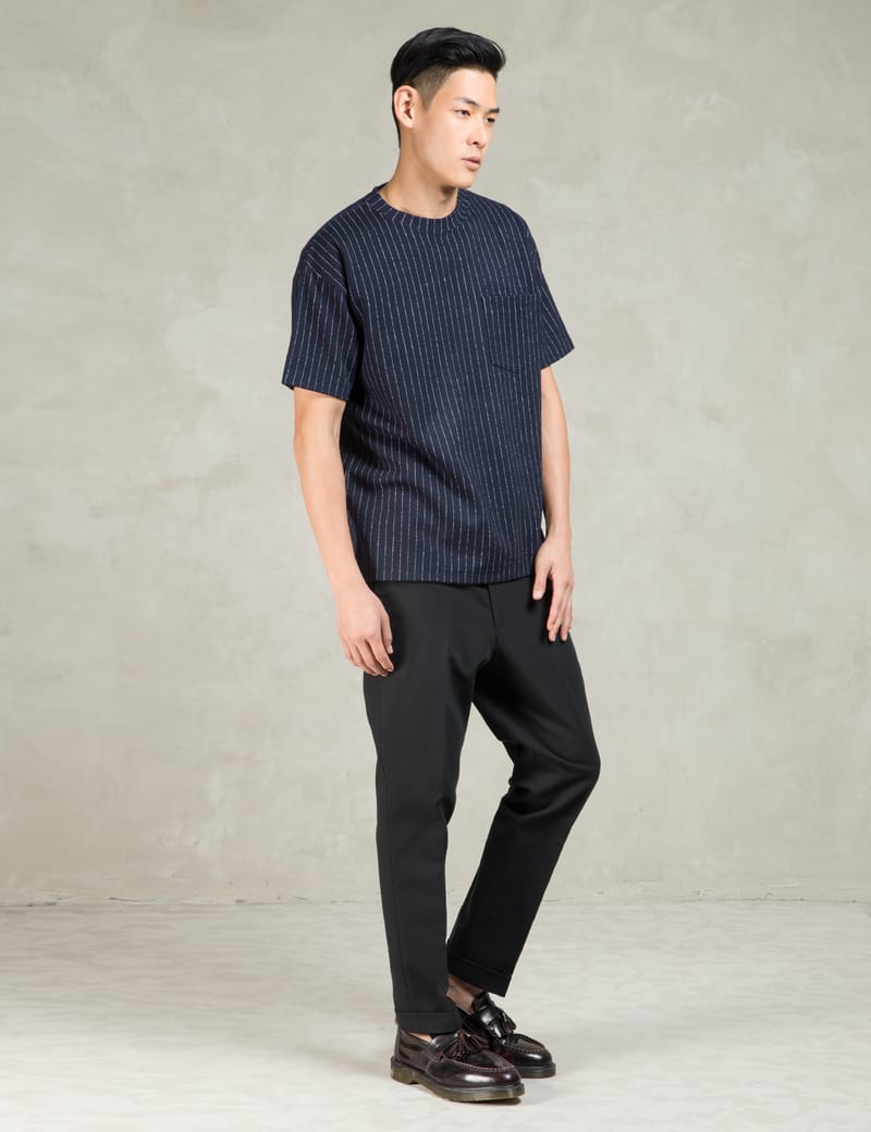 Navy S/s Wool Stripe T-Shirt