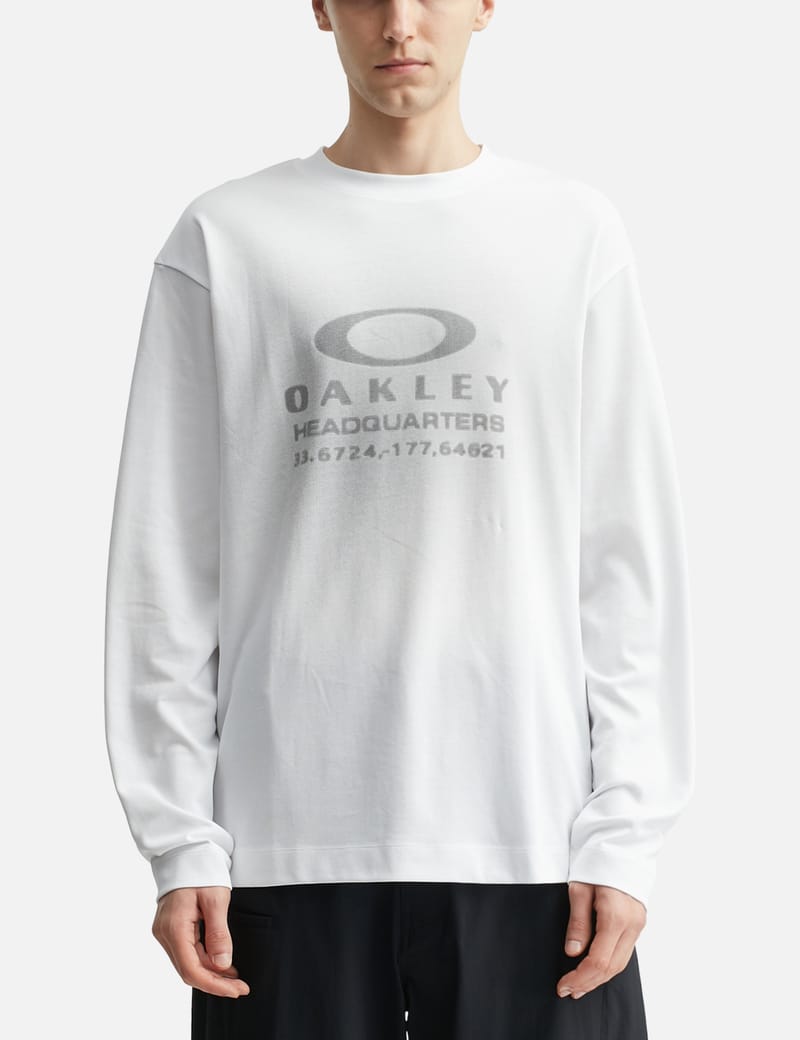 Oakley Illusion Long Sleeve T-Shirt - White cotton-fleece crewneck