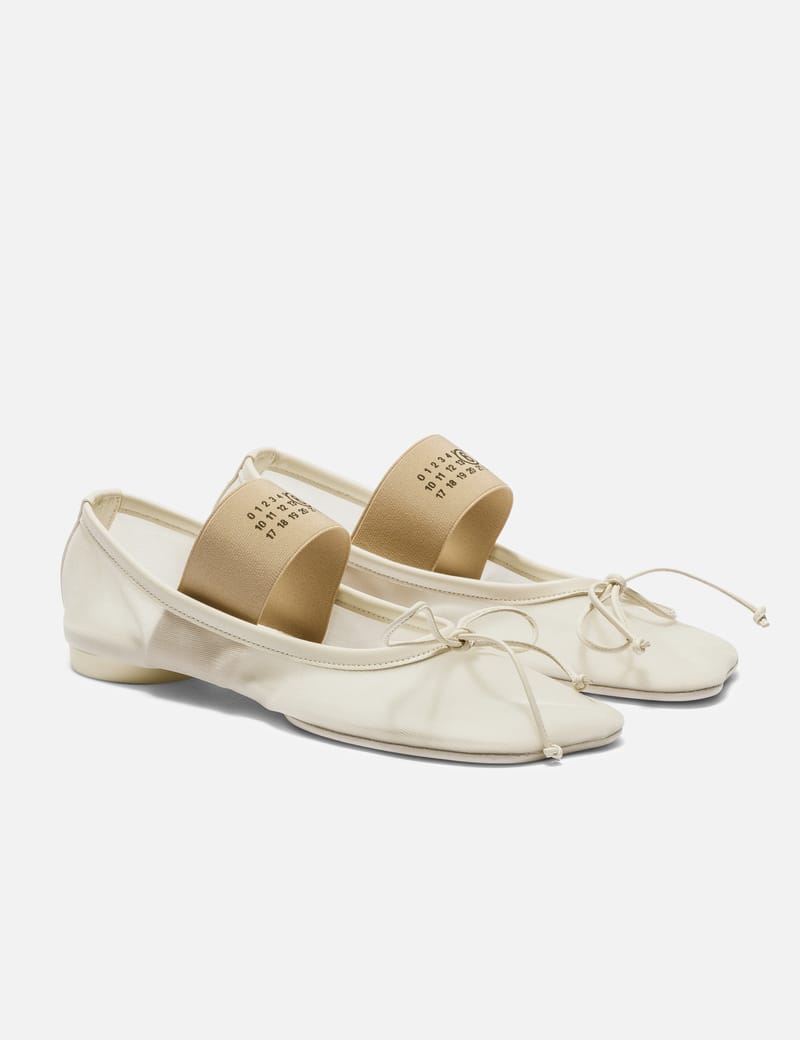 MM6 Maison Margiela スクエアトゥ レザーバレリーナシューズ - 洗練と