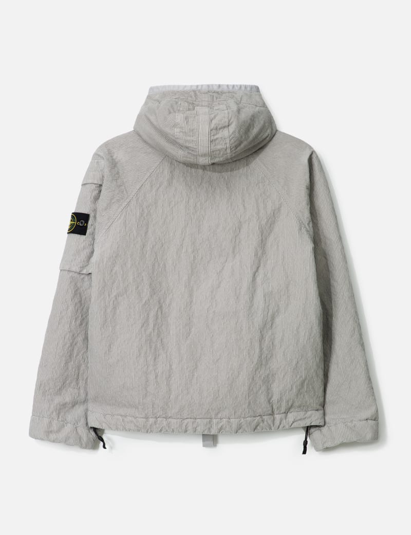 Stone Island Wrinkled Corduroy 500-TC Hooded Jacket - Pearl Gray