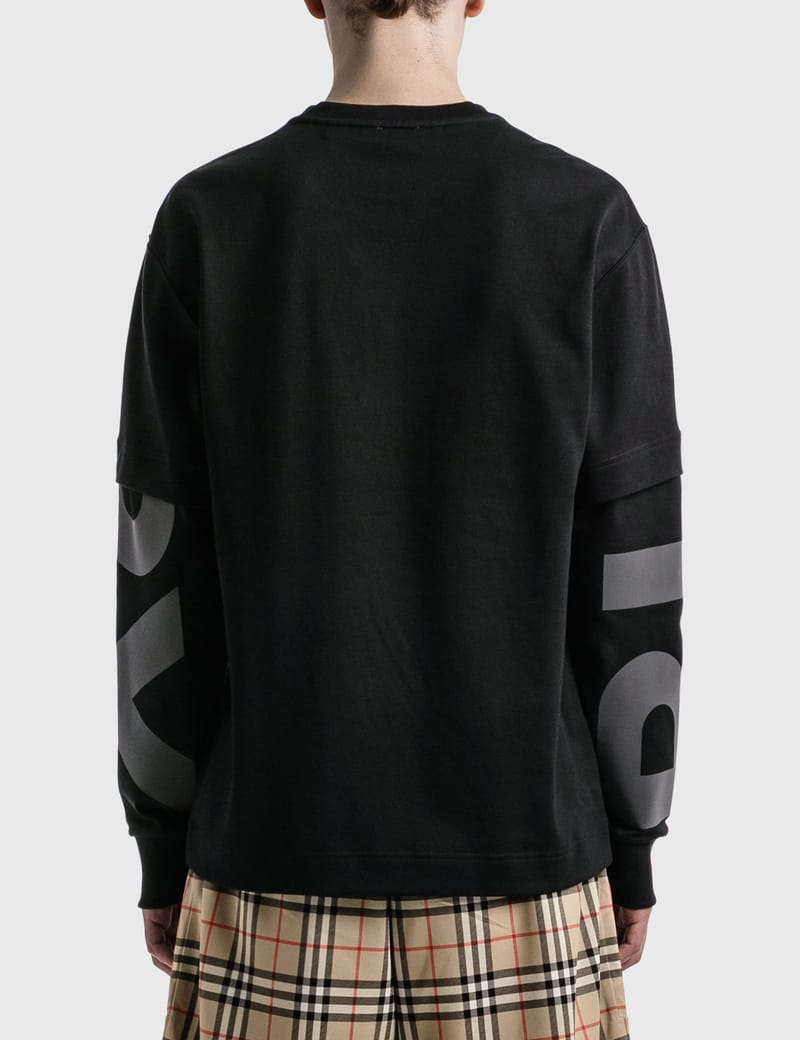 Burberry Brit Long Sleeve Polo Shirt Nova Check Black Cotton