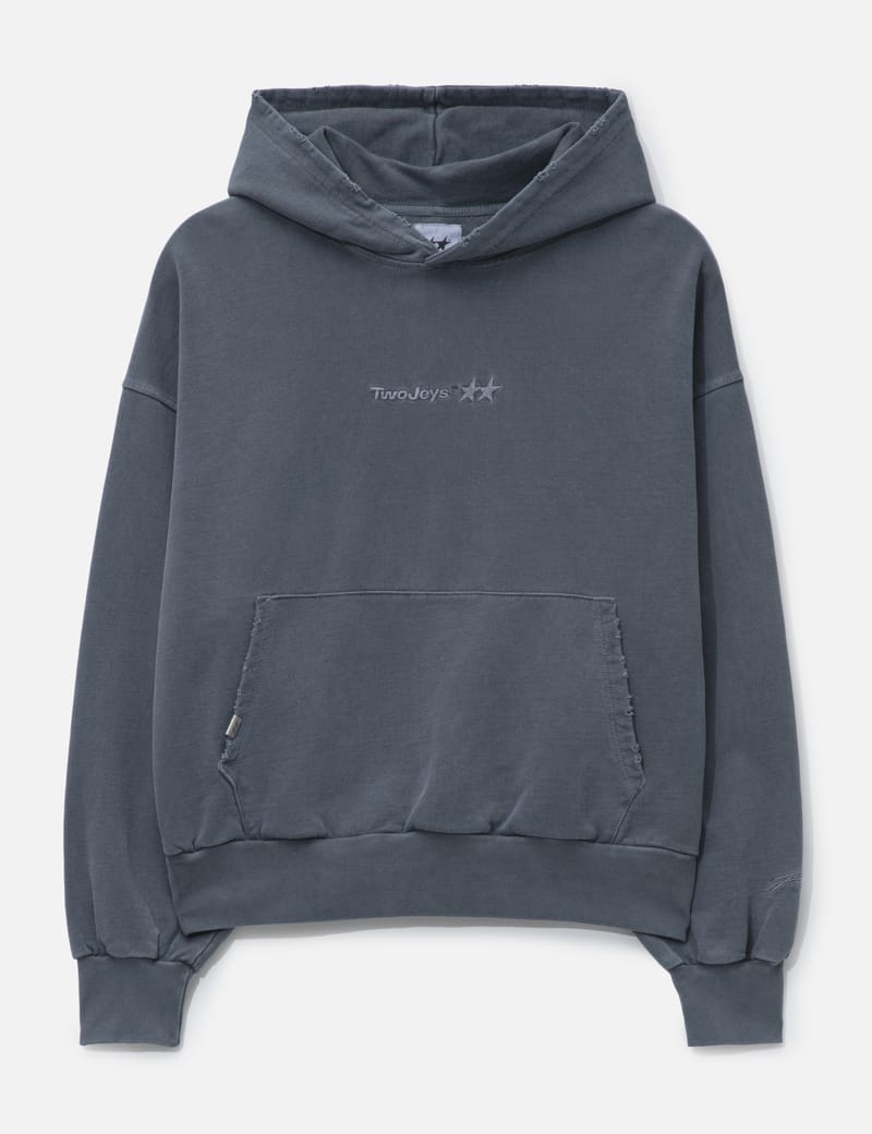 TwoJeys Pigment Dyed Blue Icon Hoodie - Heavyweight vintage-wash