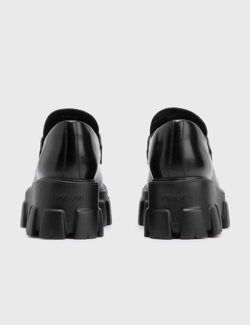 Prada - ブラッシュド レザー モノリフ ローファー | HBX