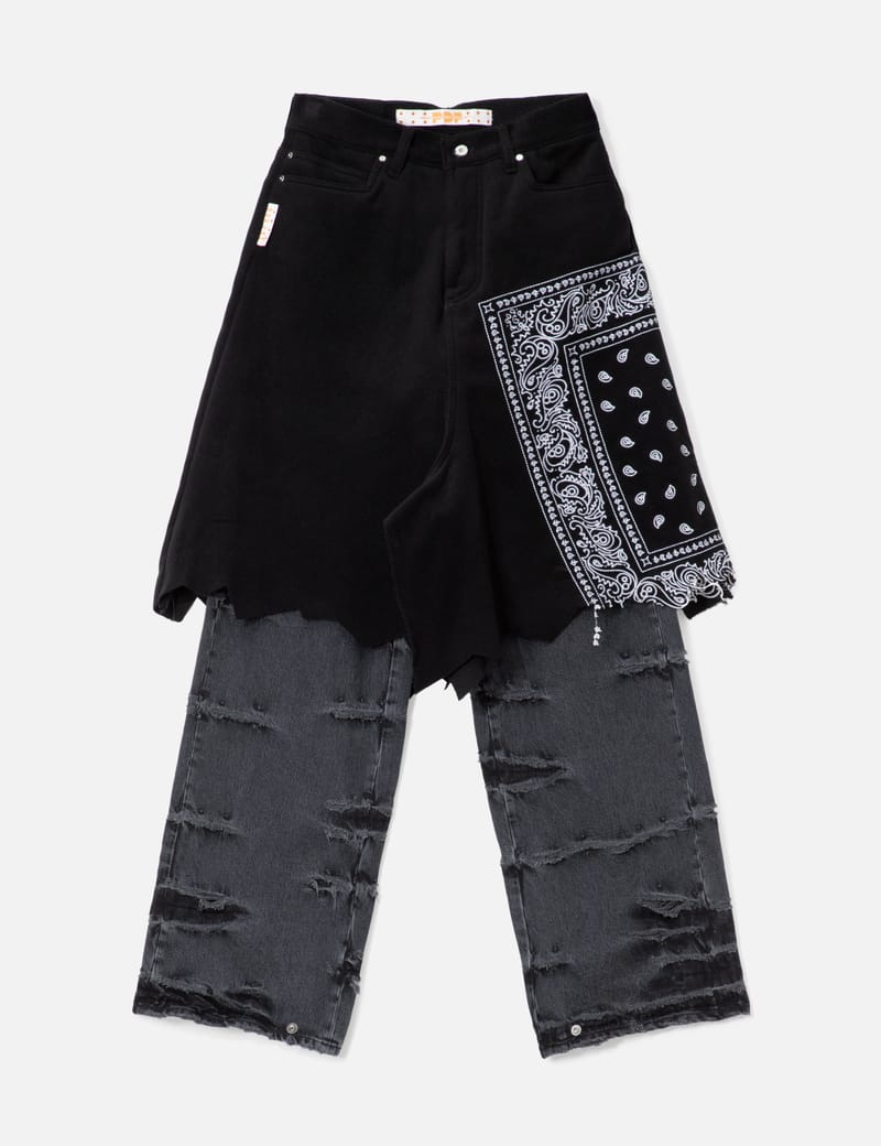 パンツ PDF channel PDF Tokyo Calling Pants - Black Italian cotton pants with bandana