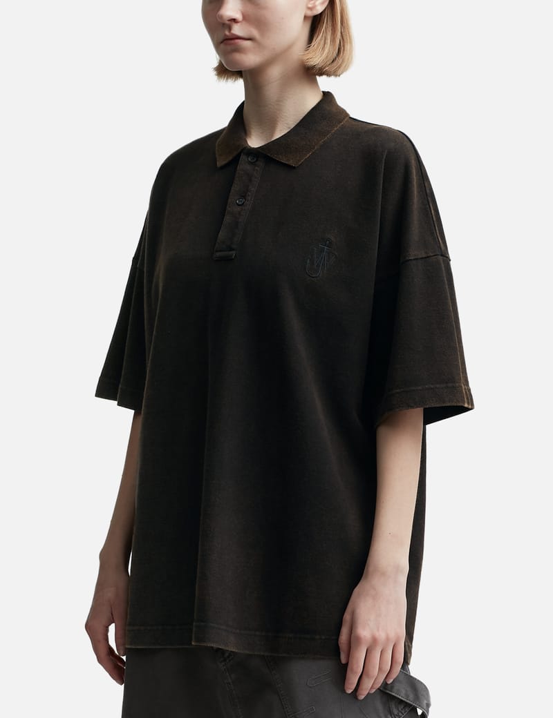【送料&関税込】J.W. Anderson Brown Oversize Polo Shirt With Jw Anderson Brown Oversize Polo Shirt With Classic Collar