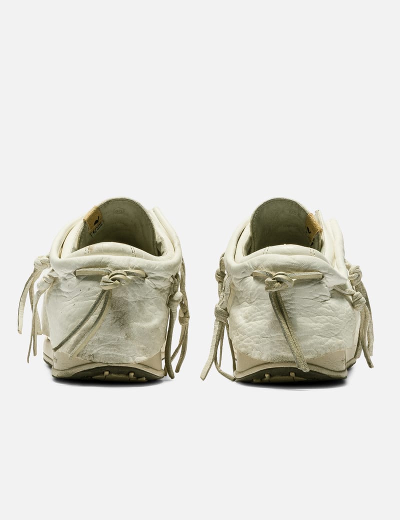 Visvim FBT - Vintage white moccasin sneakers with worn patina | HBX