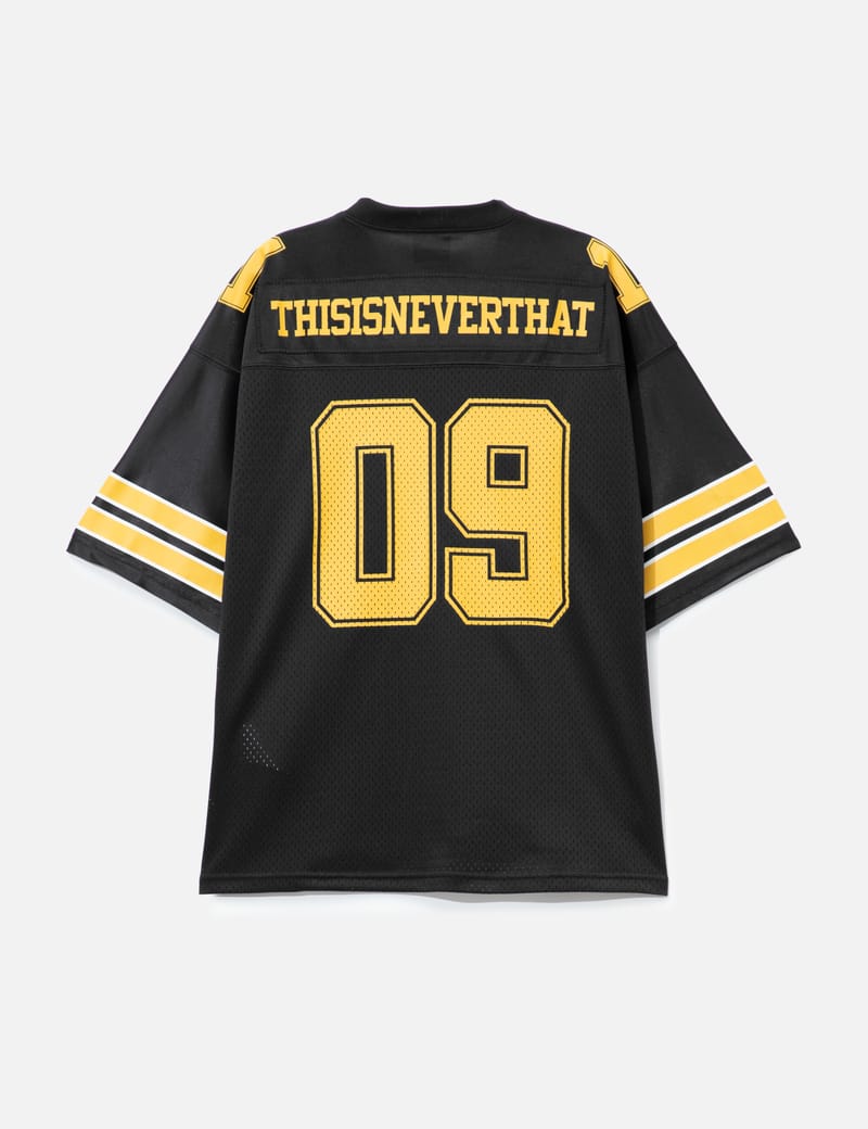 thisisneverthat® Football Jersey - Black graphic jersey with a