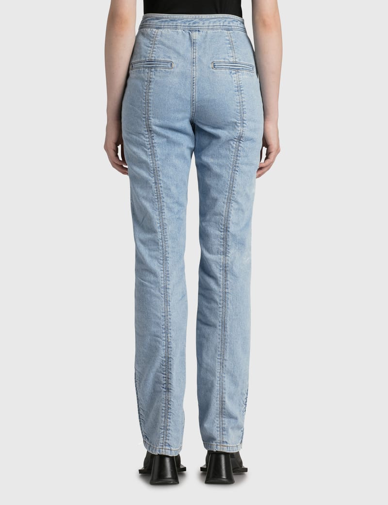 We11done - Blue Shirring Denim Pants | HBX - Globally Curated