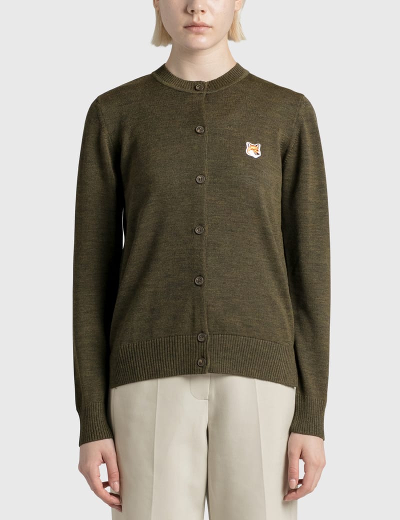 トップス FOX HEAD PATCH ADJUSTED CARDIGAN Maison Kitsuné - Fox Head Patch Adjusted R-Neck Cardigan | HBX