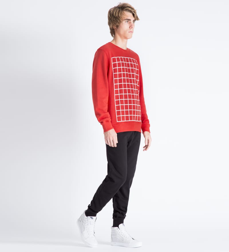 Hero s Heroine Red Grid Sweater HBX Globally Curated Fashion