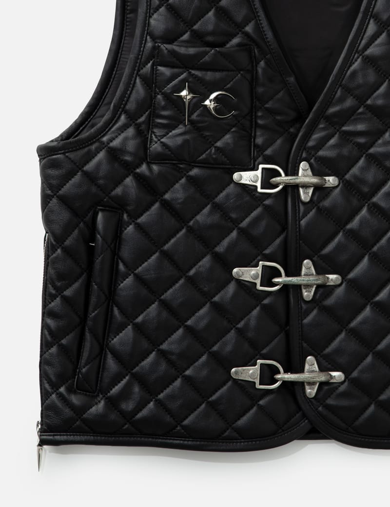 THUG CLUB TC Bone Leather Quilted Vest - Quilted sheepskin, sleek