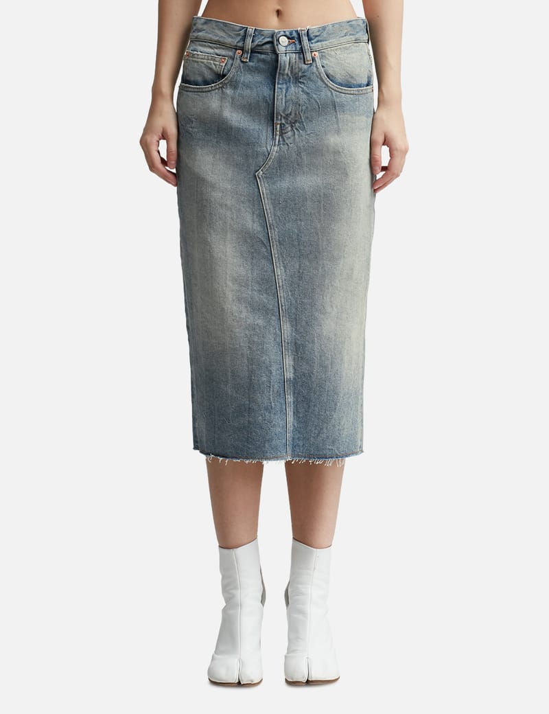 MM6 Maison Margiela Mid Length Denim Skirt HBX Globally