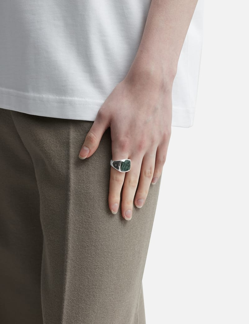 TOM WOOD - Cushion Green Marble Ring | HBX - Globally Curated