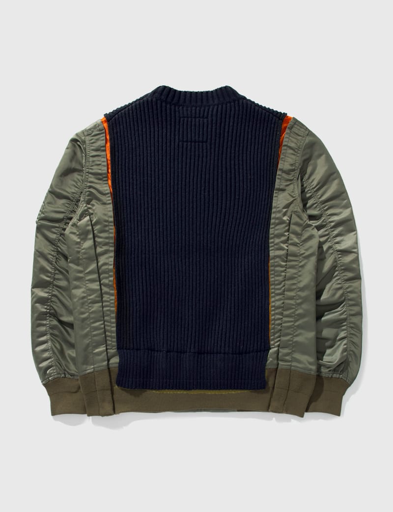 Sacai - Nylon Twill Mix Knit Pullover | HBX - Globally Curated