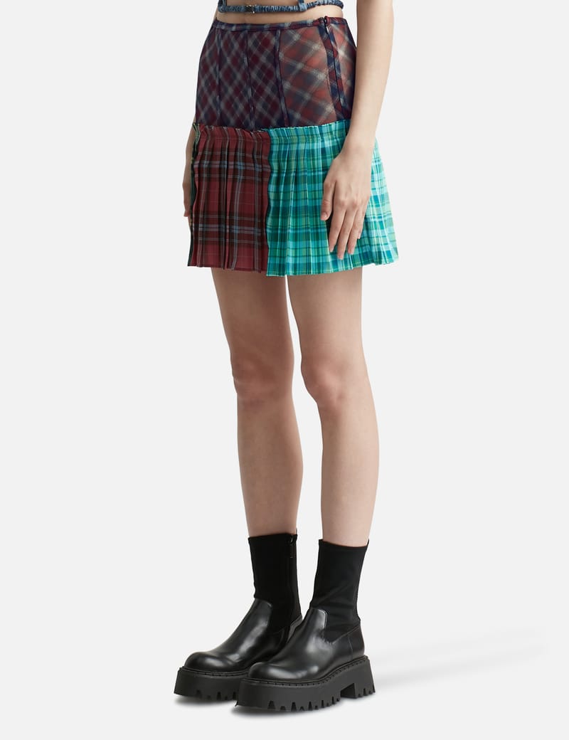 【ANDERSSON BELL】 FAUX-DENIM& LEATHER PRINTED MINI SKIRT ANDERSSON BELL Faux Denim & Leather Printed Mini Skirt