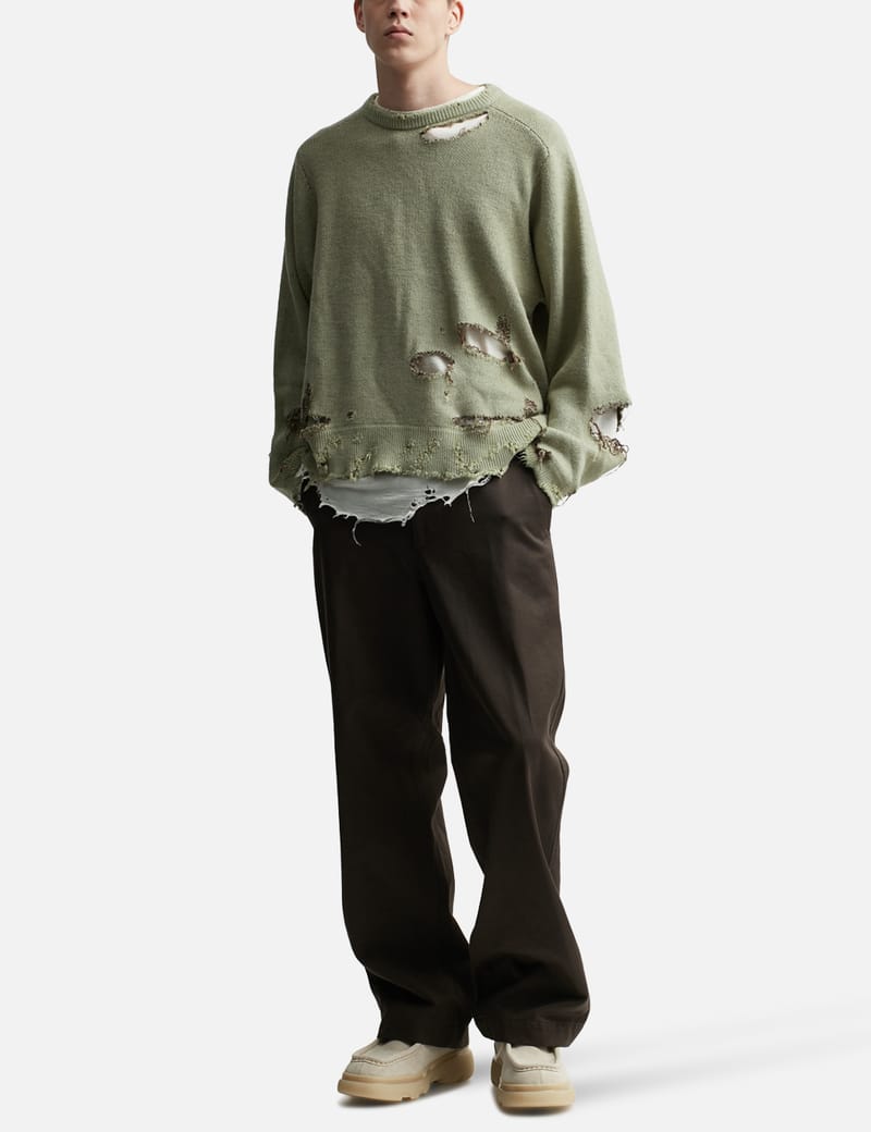 ANCELLM - DAMAGE KNIT | GREEN | ダメージニット | NapsNote