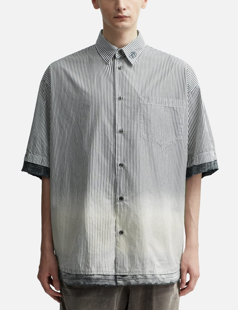 Diesel - Distressed striped short-sleeve shirt | HBX