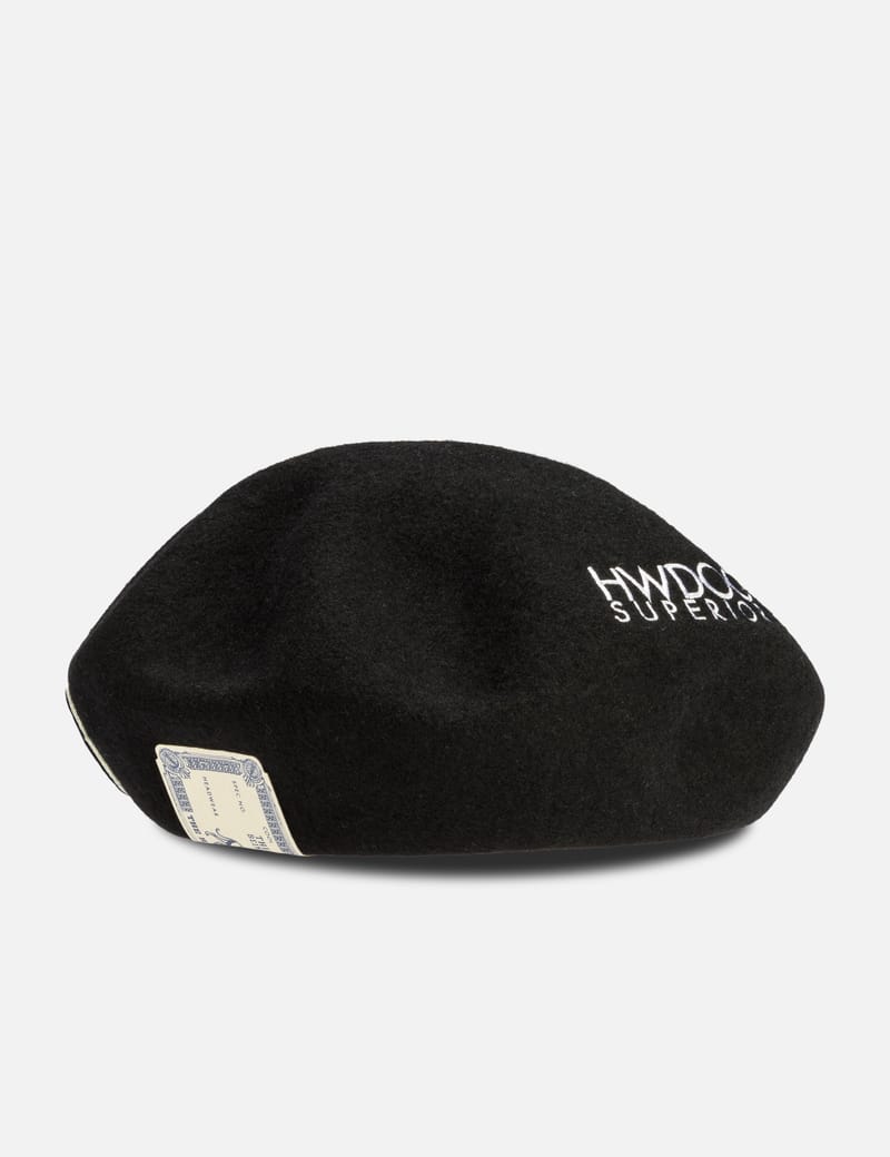 the h w DOG & CO. ブラック ベレー帽 THE H.W.DOG & CO.（ドッグアンドコー） EMBROIDERY BIG BERET - Black