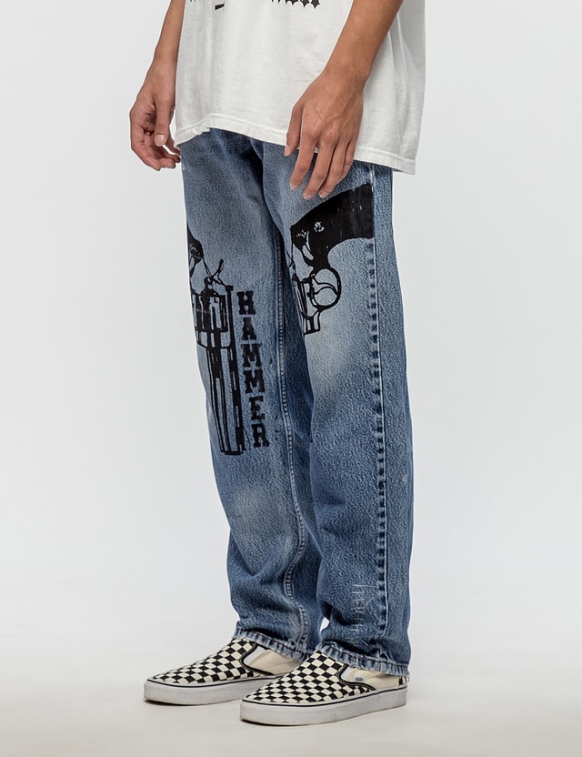 Warren Lotas - Distressed Levis 550 Jeans with Black Guns | HBX