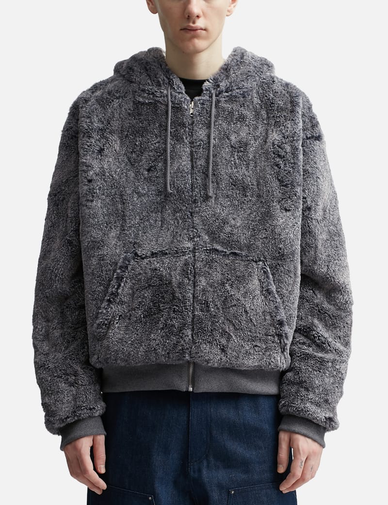 Sky High Farm Workwear - Reversible Wolf And Sheep Knit Hoodie | HBX