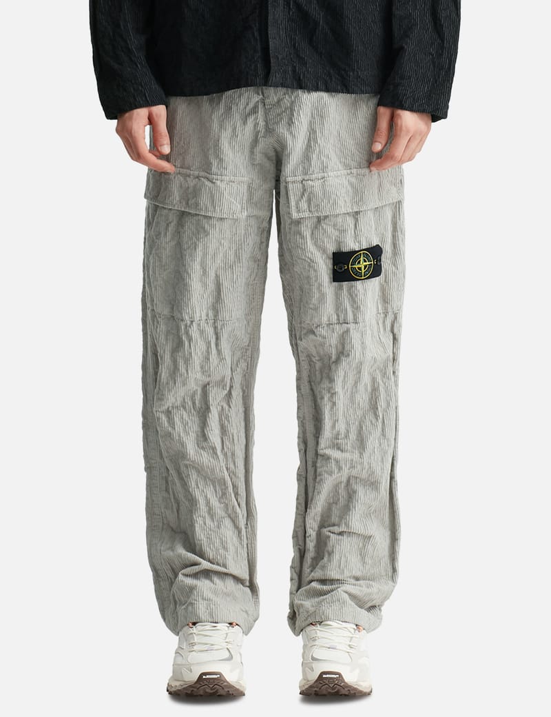 Stone Island Wrinkled Corduroy 500-TC Cargo Trousers - Garment