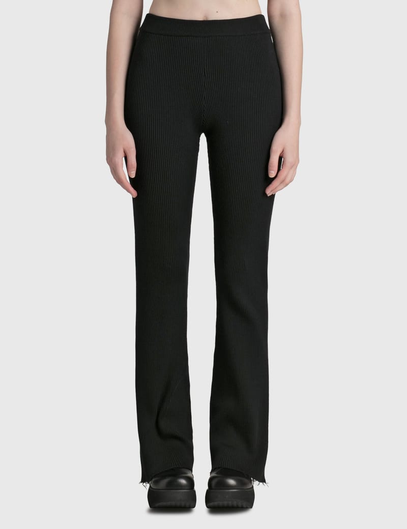 Perverze Cotton Rib Line Trousers In Black | ModeSens