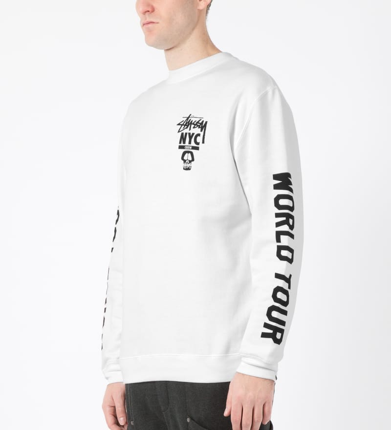 Stüssy - White NYC Skull Tour Crewneck Sweater | HBX - Globally