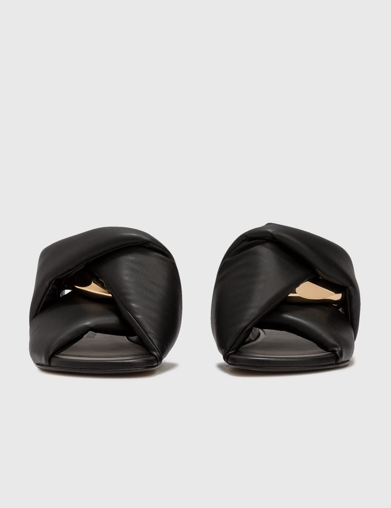 サンダル・ミュール JW ANDERSON Women Sandals SN0076 LA0161 999 BLACK JW Anderson Chain Twist 80mm Sandals | Black | FARFETCH