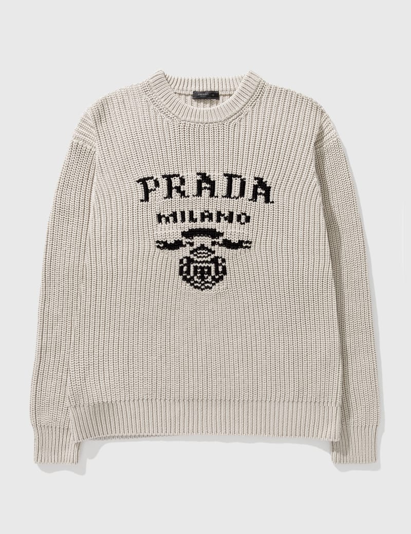 Prada - PRADA LOGO KNIT SWEATER | HBX - Globally Curated Fashion