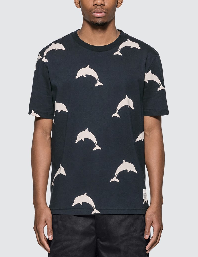 THOM BROWNE テニスTシャツ ネイビー サイズ0 Thom Browne Navy Cotton Name Tag T-Shirt | Harrods US